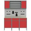 vidaXL Placard de travail 7 pcs Rouge Bois d'ing&eacute;nierie et acier