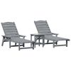 vidaXL Transat 3 pcs Gris clair Poly&eacute;thyl&egrave;ne