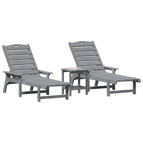 vidaXL Transat 3 pcs Gris clair Poly&eacute;thyl&egrave;ne