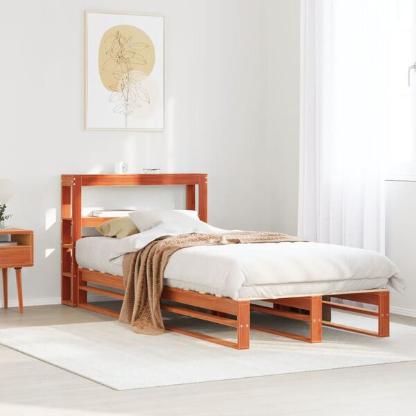 vidaXL Cadre de lit sans matelas cire marron 90x200 cm bois pin massif