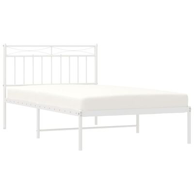 vidaXL Cadre de lit métal sans matelas et tête de lit blanc 107x203 cm