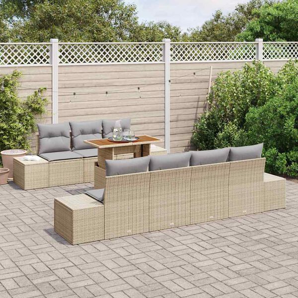 vidaXL Ensemble de salle à manger pour jardin 8 pcs Beige et gris