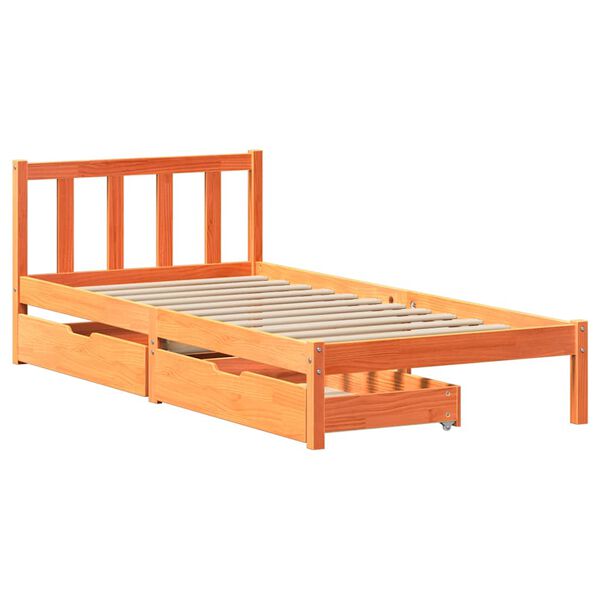 vidaXL Cadre de lit sans matelas cire marron 100x200cm bois pin massif