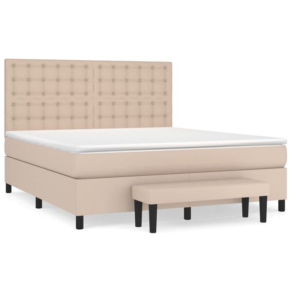 vidaXL Sommier &agrave; lattes de lit avec matelas Cappuccino 160x200 cm