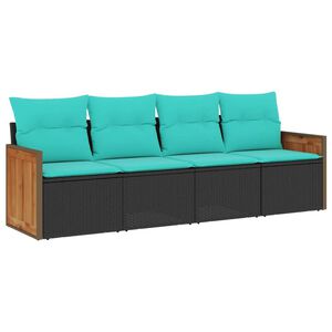 vidaXL Salon de jardin 4 pcs avec coussins noir r&eacute;sine tress&eacute;e