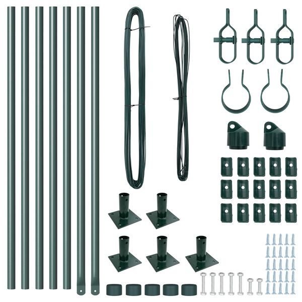 vidaXL Poteaux de clôture 7 pcs Vert Ø32mm 50 cm Acier galvanisé