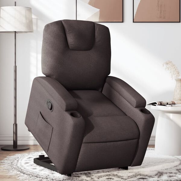 vidaXL Fauteuil inclinable marron fonc&eacute; tissu