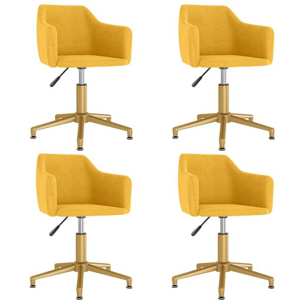 vidaXL Chaises &agrave; manger pivotantes lot de 4 Jaune Velours