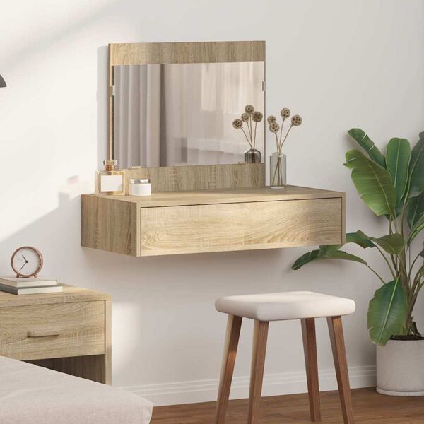 vidaXL Table de Toilette Marron 83 x 40 x 70 cm Bois d'ing&eacute;nierie