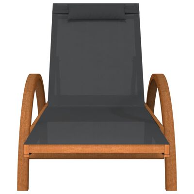 vidaXL Chaise longue avec coussin gris textilène/bois massif peuplier