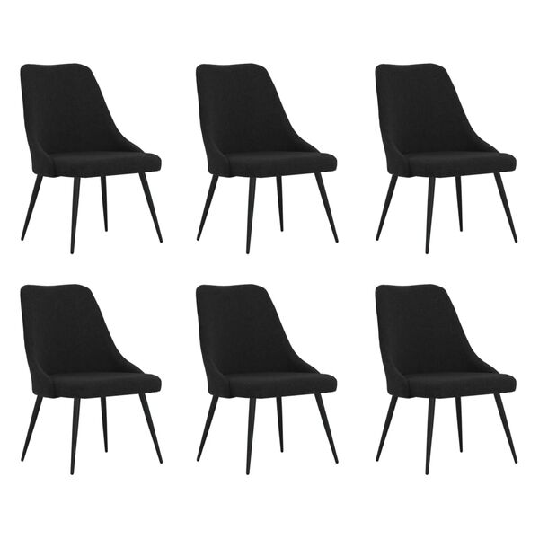 vidaXL Chaises &agrave; manger lot de 6 noir tissu