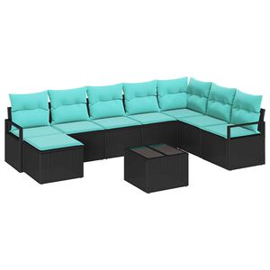 vidaXL Ensemble de Canap&eacute;s 9 pc Noir polyrotin