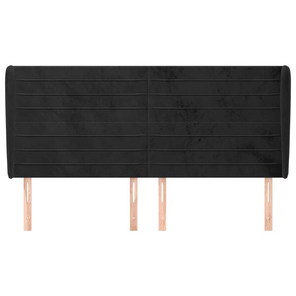 vidaXL T&ecirc;te de lit avec oreilles Noir 203x23x118/128 cm Velours