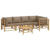 vidaXL Salon de jardin 6 pcs avec coussins taupe bambou