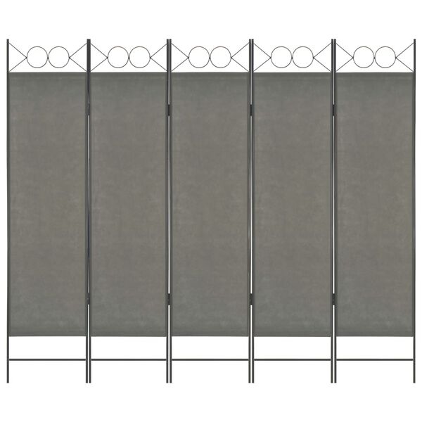 vidaXL Cloison de s&eacute;paration 5 panneaux Anthracite 200 x 180 cm