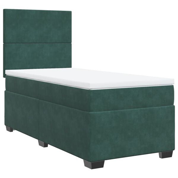 vidaXL Sommier &agrave; lattes de lit avec matelas Vert fonc&eacute; 90x190 cm
