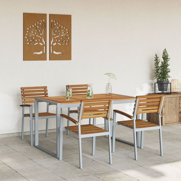 vidaXL Ensemble de salle à manger pour jardin 5 pcs Gris