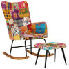 vidaXL Chaise &agrave; bascule avec repose-pied Multicolore Toile patchwork