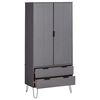 vidaXL Garde-robe New York Gris Bois de pin massif