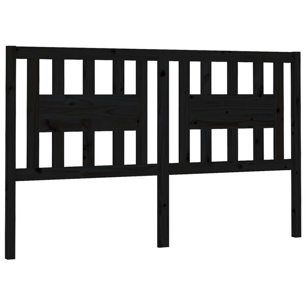 vidaXL T&ecirc;te de lit Noir 141x4x100 cm Bois massif de pin