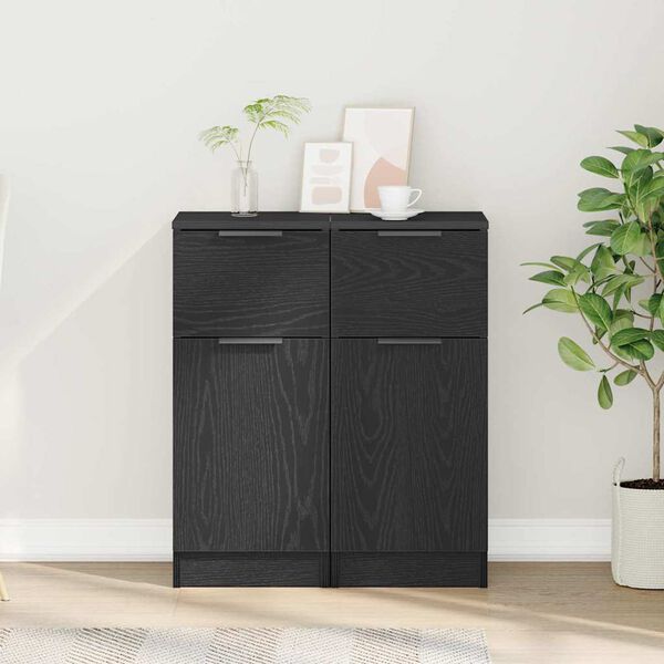 vidaXL Buffet 2 pcs Ch&ecirc;ne noir 30 x 30 x 70 cm Bois d'ing&eacute;nierie