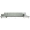 vidaXL Canap&eacute;-lit en forme de L gris clair 275x140x70 cm velours