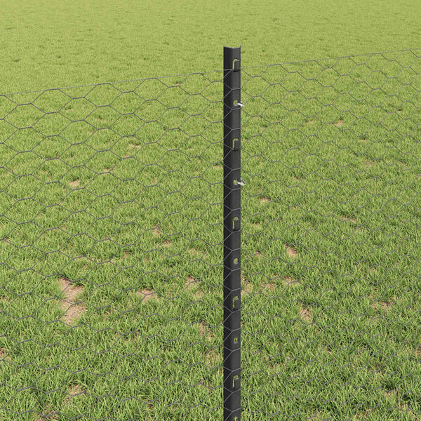 vidaXL Cl&ocirc;ture avec poteau Gris 1 x 25 m Acier