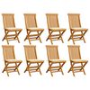 vidaXL Chaises de jardin et coussins crème lot de 8 Bois teck massif