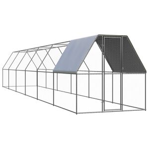 vidaXL Poulailler d'ext&eacute;rieur 2x12x2 m Acier galvanis&eacute;