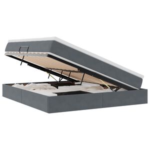 vidaXL Lit avec rangement et matelas Gris fonc&eacute; 160 x 200 cm Velours