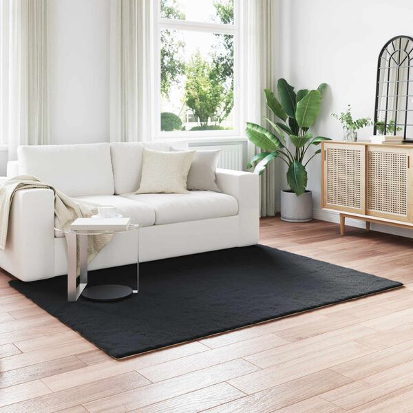 vidaXL Tapis en Fourrure Synth&eacute;tique de Lapin Olite Noir 140 x 200 cm