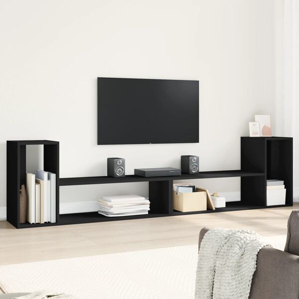 vidaXL Meubles TV 2 pcs noir 100x30x50 cm bois d'ing&eacute;nierie