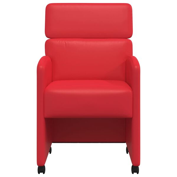 vidaXL Chaises de Salle &agrave; Manger avec Roues avec des roues 2 pcs Rouge