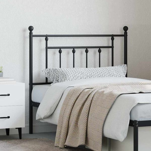 vidaXL T&ecirc;te de lit m&eacute;tal noir 90 cm