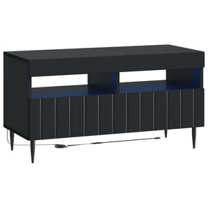 vidaXL Meuble TV LED ZWOLLE 81 x 35 x 43 cm Noir Bois d'ing&eacute;nierie