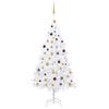 vidaXL Arbre de No&euml;l artificiel pr&eacute;-&eacute;clair&eacute; et boules blanc 210 cm PVC
