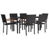 vidaXL Ensemble &agrave; manger de jardin 7 pcs Noir R&eacute;sine tress&eacute;e