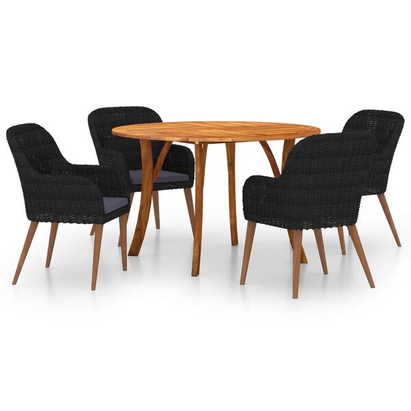 vidaXL Ensemble &agrave; manger de jardin 5 pcs Noir