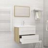 vidaXL Ensemble de meubles de salle de bain 2pcs Blanc et ch&ecirc;ne sonoma