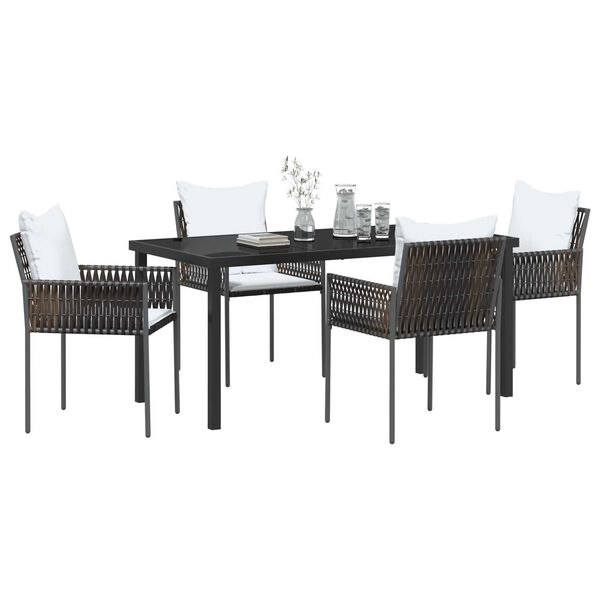 vidaXL Ensemble de salle &agrave; manger pour jardin 5 pcs Marron et Noir