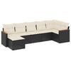 vidaXL Salon de jardin 7 pcs avec coussins noir r&eacute;sine tress&eacute;e