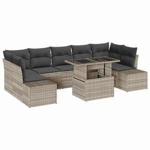 vidaXL Ensemble de canap&eacute; de jardin 8 pc Gris clair et gris fonc&eacute;