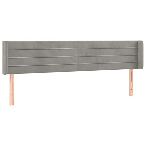 vidaXL T&ecirc;te de lit avec oreilles Gris clair 183x16x78/88 cm Velours