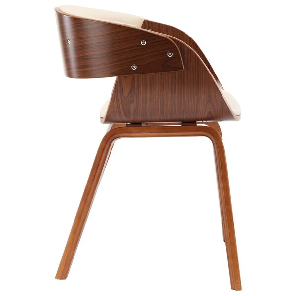 vidaXL Chaises &agrave; manger lot de 4 cr&egrave;me bois courb&eacute; et similicuir
