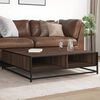 vidaXL Table basse ch&ecirc;ne marron 100x100x30 cm bois d'ing&eacute;nierie/m&eacute;tal