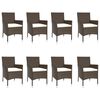 vidaXL Ensemble &agrave; manger de jardin et coussins 9 pcs marron poly rotin