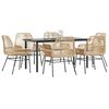 vidaXL Ensemble &agrave; manger jardin coussins 7pcs marron poly rotin verre