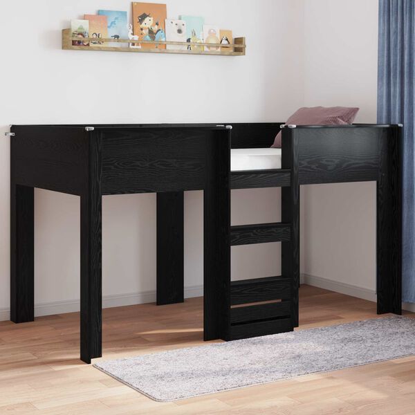 vidaXL Lit Superpos&eacute; pour Enfants avec matelas Ch&ecirc;ne noir 100 x 200 cm