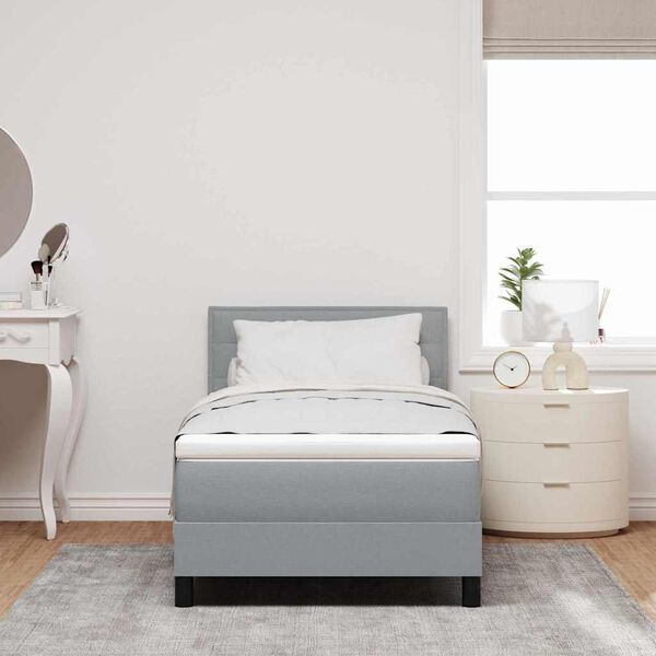 vidaXL Lit &agrave; ressorts avec matelas Gris clair 90 x 200 cm tissu