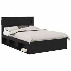 vidaXL Cadre de lit avec stockage Noir 150 x 200 cm Bois de pin massif